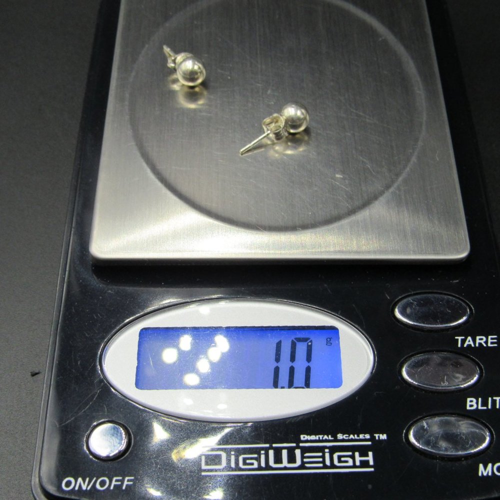 Sterling Tiny Rustic Small Orb Stud Earrings - image 7